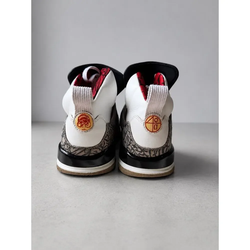 Jordan Spizike White‎ Red Black Grey High Top Basketball Sneaker Leather 7Y